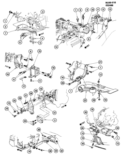 6-CYLINDER ENGINE Pontiac J2000 1985-1986 J ENGINE & TRANSMISSION MOUNTING-L4 (LA5/1.8J)