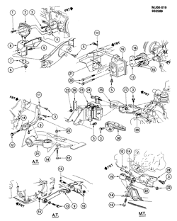MOTEUR 4 CYLINDRES Buick Skyhawk 1985-1986 J ENGINE & TRANSMISSION MOUNTING-L4 (LQ5/2.0P)