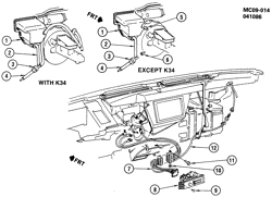 КРЕПЛЕНИЕ КУЗОВА-КОНДИЦИОНЕР-АУДИОСИСТЕМА Buick Electra 1986-1987 C A/C CONTROL SYSTEM VACUUM (C60)