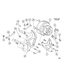 BODY MOUNTING-AIR CONDITIONING-AUDIO/ENTERTAINMENT Buick Regal 1986-1987 G A/C COMPRESSOR MOUNTING-5.0L V8 (LV2/307Y)