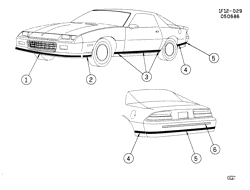 МОЛДИНГИ КУЗОВА-ЛИСТОВОЙ МЕТАЛ-ФУРНИТУРА ЗАДНЕГО ОТСЕКА-ФУРНИТУРА КРЫШИ Chevrolet Camaro 1986-1986 FP STRIPES/BODY  (DX5)