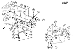 ПЕРЕДН. ПОДВЕКА, УПРАВЛ. Chevrolet Corsica 1987-1989 L STEERING PUMP MOUNTING & LINES-2.0L L4 (LL8/2.0-1)