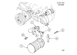 SUP. DE CARR. - AIR CLIM.- AUDIO/DIVERTISSEMENT Chevrolet Corsica 1990-1991 L A/C COMPRESSOR MOUNTING (LM3/2.2G)(LM3)