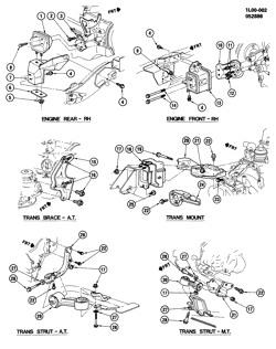 4-ЦИЛИНДРОВЫЙ ДВИГАТЕЛЬ Chevrolet Corsica 1987-1989 L ENGINE & TRANSMISSION MOUNTING-L4 (LL8/2.0-1)