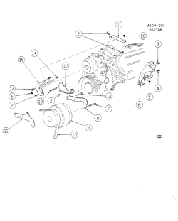 КРЕПЛЕНИЕ КУЗОВА-КОНДИЦИОНЕР-АУДИОСИСТЕМА Pontiac Parisienne 1985-1986 B A/C COMPRESSOR MOUNTING-4.3L V6 (LB4/4.3Z)