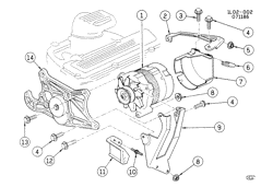 DÉMARREUR - ALTERNATEUR - ALLUMAGE - ÉLECTRIQUE - LAMPES Chevrolet Beretta 1987-1989 L GENERATOR MOUNTING-2.0L L4 (LL8/2.0-1)
