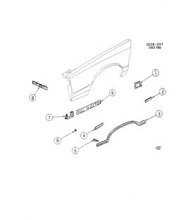 FRONT END SHEET METAL-HEATER-VEHICLE MAINTENANCE Chevrolet Monte Carlo 1986-1988 G MOLDINGS/FRONT END