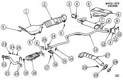FUEL SYSTEM-EXHAUST-EMISSION SYSTEM Buick Lesabre 1986-1988 H EXHAUST SYSTEM (LG2/3.8B,LG3/3.8-3)