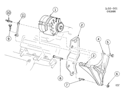 STARTER-GENERATOR-IGNITION-ELECTRICAL-LAMPS Chevrolet Beretta 1987-1989 L GENERATOR MOUNTING-2.8L V6 (LB6/2.8W)