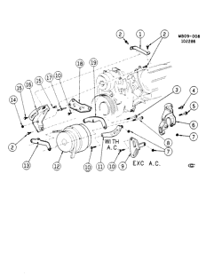 SUP. DE CARR. - AIR CLIM.- AUDIO/DIVERTISSEMENT Chevrolet Caprice 1987-1988 B A/C COMPRESSOR MOUNTING-5.0L V8 (LG4/305H)