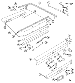 BODY MOLDINGS-SHEET METAL-REAR COMPARTMENT HARDWARE-ROOF HARDWARE Chevrolet Cavalier 1982-1987 J77 LIFTGATE HARDWARE