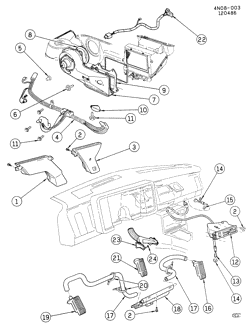 FRONT END SHEET METAL-HEATER-VEHICLE MAINTENANCE Buick Skylark 1985-1986 N HEATER & DEFROSTER SYSTEM