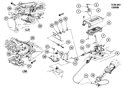 TRANSMISSÃO MANUAL 4 MARCHAS Chevrolet Beretta 1988-1988 L SHIFT CONTROL/AUTOMATIC TRANSMISSION FLOOR (TYPE 1)(*1)