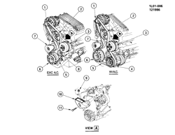 СИСТЕМА ОХЛАЖДЕНИЯ-РЕШЕТКА-МАСЛЯНАЯ СИСТЕМА Chevrolet Corsica 1987-1989 L PULLEYS & BELTS-ACCESSORY DRIVE-2.8L V6 (LB6/2.8W)