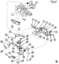 FUEL SYSTEM-EXHAUST-EMISSION SYSTEM Chevrolet Camaro 1987-1987 F A.I.R. PUMP & RELATED PARTS-5.0L V8 (LG4/305H)