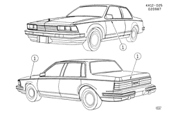 МОЛДИНГИ КУЗОВА-ЛИСТОВОЙ МЕТАЛ-ФУРНИТУРА ЗАДНЕГО ОТСЕКА-ФУРНИТУРА КРЫШИ Buick Century 1985-1987 A19-27 STRIPES/BODY (D84 W/D90)