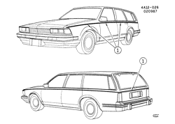 МОЛДИНГИ КУЗОВА-ЛИСТОВОЙ МЕТАЛ-ФУРНИТУРА ЗАДНЕГО ОТСЕКА-ФУРНИТУРА КРЫШИ Buick Century 1985-1988 AH35 STRIPES/BODY (D84 W/D90)