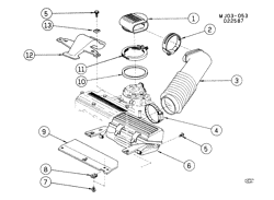 ТОПЛИВНАЯ СИСТЕМА-ВЫХЛОП-]СИСТЕМА КОНТРОЛЯ ТОКСИЧНОСТИ ВЫХЛ. ГАЗОВ Chevrolet Cavalier 1987-1989 J AIR INTAKE SYSTEM-L4 (LL8/2.0-1)