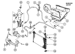 BODY MOUNTING-AIR CONDITIONING-AUDIO/ENTERTAINMENT Pontiac Sunbird 1987-1990 J A/C REFRIGERATION SYSTEM-2.0L L4 (LT3/2.0M)