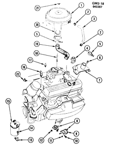 FUEL-EXHAUST-CARBURETION Buick Century 1977-1977 A,B,C 350H,J V8 ENGINE AIR CLEANER & EMISSION PARTS