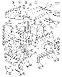 FRONT END SHEET METAL HEATER Chevrolet Malibu 1976-1977 AC,AD,AE,AG, FRONT END SHEET METAL