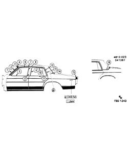 BODY MOLDINGS-SHEET METAL-REAR COMPARTMENT HARDWARE-ROOF HARDWARE Buick Lesabre 1983-1983 BN MOLDINGS/BODY-ABOVE BELT