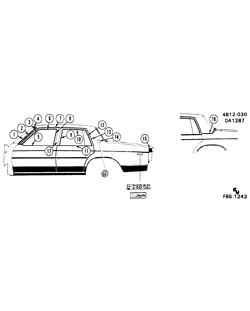 BODY MOLDINGS-SHEET METAL-REAR COMPARTMENT HARDWARE-ROOF HARDWARE Buick Lesabre 1984-1984 BN MOLDINGS/BODY-ABOVE BELT