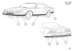 BODY MOLDINGS-SHEET METAL-REAR COMPARTMENT HARDWARE-ROOF HARDWARE Chevrolet Camaro 1986-1986 FS STRIPES/BODY