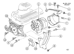 DÉMARREUR - ALTERNATEUR - ALLUMAGE - ÉLECTRIQUE - LAMPES Chevrolet Cavalier 1987-1989 J GENERATOR MOUNTING-2.0L L4 (LL8/2.0-1)