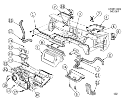 BODY MOUNTING-AIR CONDITIONING-AUDIO/ENTERTAINMENT Buick Skylark 1985-1986 N AIR DISTRIBUTION SYSTEM