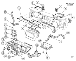 BODY MOUNTING-AIR CONDITIONING-AUDIO/ENTERTAINMENT Buick Skylark 1987-1989 N AIR DISTRIBUTION SYSTEM
