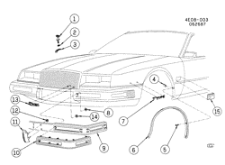 FRONT END SHEET METAL-HEATER-VEHICLE MAINTENANCE Buick Reatta 1986-1988 E57 MOLDINGS/FRONT END