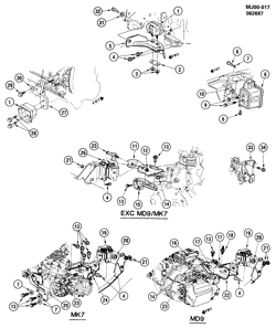 4-CYLINDER ENGINE Pontiac Sunbird 1987-1990 J ENGINE & TRANSMISSION MOUNTING-L4 (LT2/2.0K)