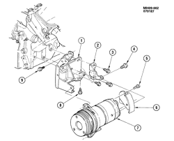 SUP. DE CARR. - AIR CLIM.- AUDIO/DIVERTISSEMENT Buick Lesabre 1986-1988 H A/C COMPRESSOR MOUNTING-3.8L V6 (LG3/3.8-3)