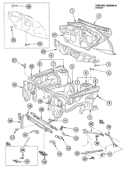 FRONT END SHEET METAL-HEATER-VEHICLE MAINTENANCE Chevrolet Nova 1985-1988 S SHEET METAL/FRONT END PART 2