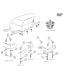 BODY MOUNTING-AIR CONDITIONING-AUDIO/ENTERTAINMENT Buick Lesabre Wagon 1986-1988 B BODY MOUNTING