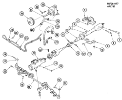 FRONT SUSPENSION-STEERING Chevrolet Camaro 1988-1989 F STEERING SYSTEM & RELATED PARTS (LO3/5.0E,LB9/5.0F, L98/5.7-8)
