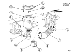 ТОПЛИВНАЯ СИСТЕМА-ВЫХЛОП-]СИСТЕМА КОНТРОЛЯ ТОКСИЧНОСТИ ВЫХЛ. ГАЗОВ Chevrolet Cavalier 1988-1989 JF AIR INTAKE SYSTEM-V6 (LB6/2.8W)