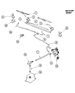 WINDSHIELD-WIPER-MIRRORS-INSTRUMENT PANEL-CONSOLE-DOORS Chevrolet Monte Carlo 1988-1988 G WIPER SYSTEM/WINDSHIELD