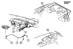 КРЕПЛЕНИЕ КУЗОВА-КОНДИЦИОНЕР-АУДИОСИСТЕМА Chevrolet Cavalier 1987-1988 J A/C CONTROL SYSTEM VACUUM