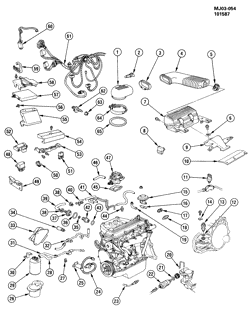 FUEL SYSTEM-EXHAUST-EMISSION SYSTEM Chevrolet Cavalier 1987-1987 J EMISSION CONTROLS-L4 (LL8/2.0-1)