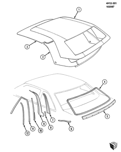 BODY MOLDINGS-SHEET METAL-REAR COMPARTMENT HARDWARE-ROOF HARDWARE Buick Lesabre 1988-1988 H37 ROOF/VINYL TOP (CB5)