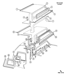 BODY MOLDINGS-SHEET METAL-REAR COMPARTMENT HARDWARE-ROOF HARDWARE Cadillac Funeral Coach 1985-1987 C69 MOLDINGS/BODY (W/LANDAU ROOF/C10/C27)