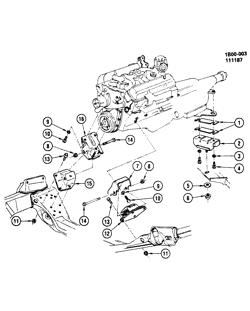 MOTEUR 6 CYLINDRES Chevrolet Caprice 1986-1988 B ENGINE & TRANSMISSION MOUNTING-V6 & V8 (LB4/4.3Z,LG4/305H,L03/5.0E)