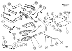 ТОПЛИВНАЯ СИСТЕМА-ВЫХЛОП-]СИСТЕМА КОНТРОЛЯ ТОКСИЧНОСТИ ВЫХЛ. ГАЗОВ Chevrolet Cavalier 1988-1989 JC EXHAUST SYSTEM-V6 (LB6/2.8W)