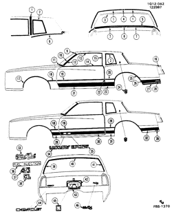 МОЛДИНГИ КУЗОВА-ЛИСТОВОЙ МЕТАЛ-ФУРНИТУРА ЗАДНЕГО ОТСЕКА-ФУРНИТУРА КРЫШИ Chevrolet El Camino 1985-1988 GZ MOLDINGS/BODY