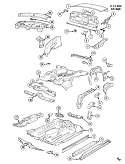 BODY MOLDINGS-SHEET METAL-REAR COMPARTMENT HARDWARE-ROOF HARDWARE Chevrolet Beretta 1987-1991 L69 SHEET METAL/BODY-UNDERBODY & REAR END