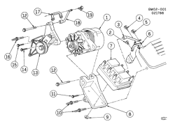 STARTER-GENERATOR-IGNITION-ELECTRICAL-LAMPS Buick Lesabre 1988-1991 H GENERATOR MOUNTING (LN3/3.8C)