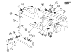 FRONT END SHEET METAL-HEATER-VEHICLE MAINTENANCE Cadillac Funeral Coach 1988-1989 C HOSES & PIPES/HEATER-V8 4.5L (4.5-5)