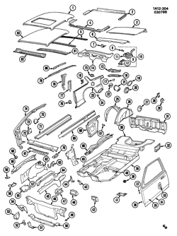 BODY MOLDINGS-SHEET METAL-REAR COMPARTMENT HARDWARE-ROOF HARDWARE Chevrolet Celebrity 1982-1989 A27 SHEET METAL/BODY